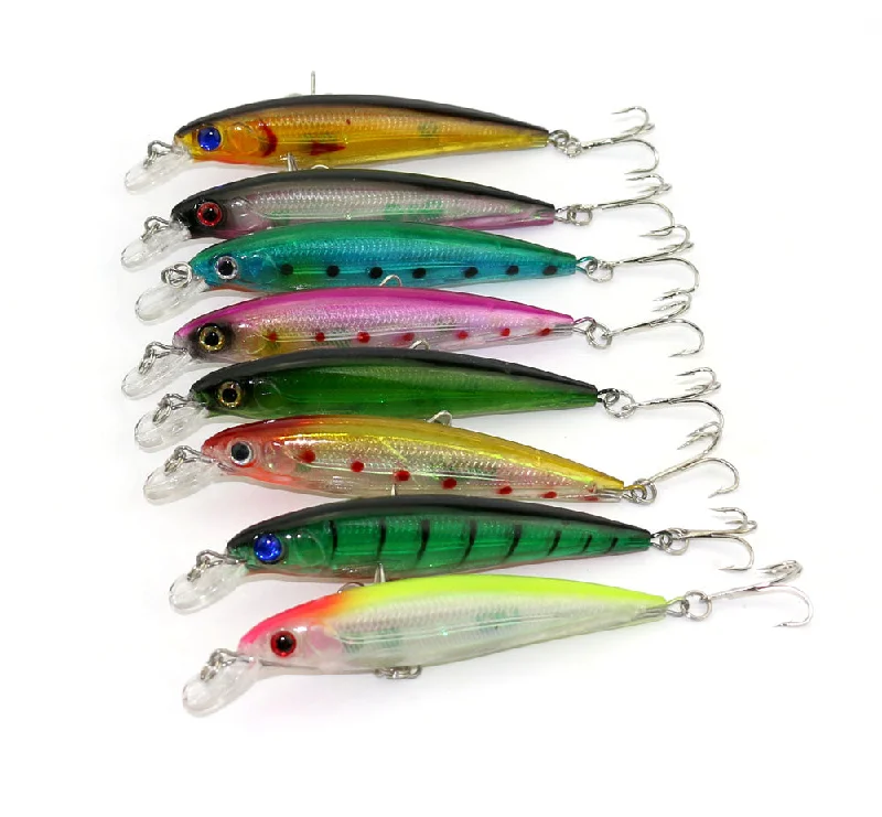 Fishing reel high lock-8pcs 8 colors 11CM/13.4G plastic Popular style laser Minnow fishing lures,fishing hard baits swimbait fishing tackle (MI027)