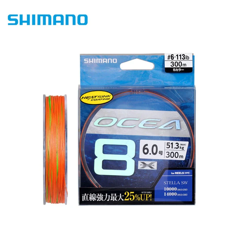 Fishing line knot firm-Shimano Ocea 8 Braid Line PE6-113lb-300m Multicoloured