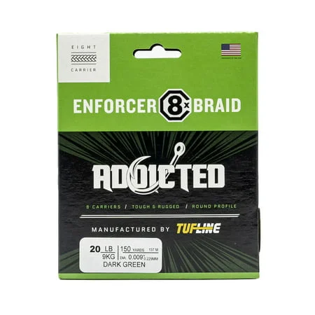 Fishing tackle quick strap-Addicted Enforcer 8x Braid by TUF-LINE | 30 Lb.; Dark Green; 150 Yds.