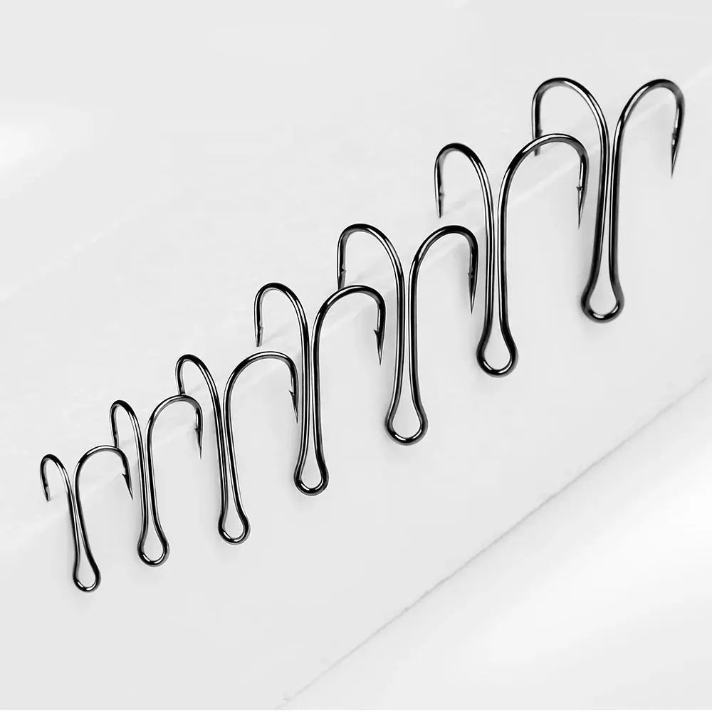 Fishing hook rust precision-Lureswholesale® Duple Hooks High Carbon Steel Long Shaft Hook 50pcs a bag