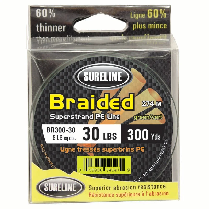 Fishing line cast lock-Sureline PE Braided Superstrand Fishing Line Green 300yds