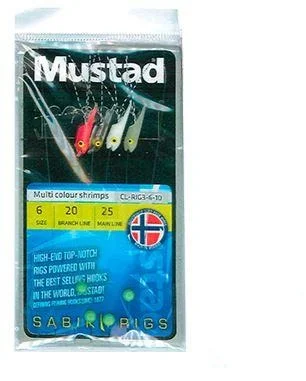 Fishing line cast finish-Mustad Sabiki Jigs - Multi Colour Shrimp