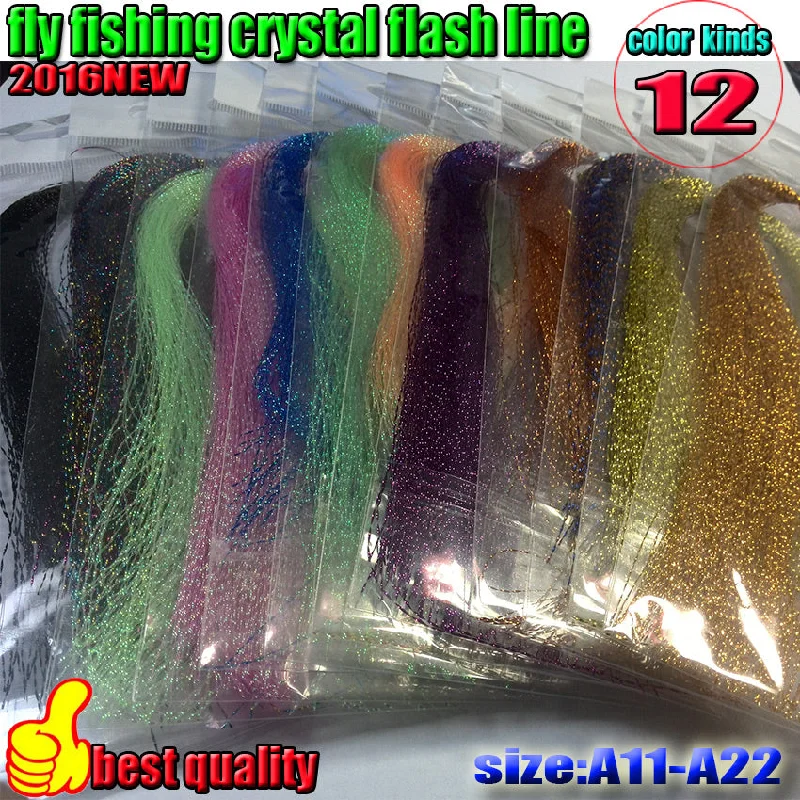 Fishing rod surf pack-HOT fly fishing crystal flash line 12color  fishing line lure line fly fishing tying material thread 12bag/lot  length is 30CM