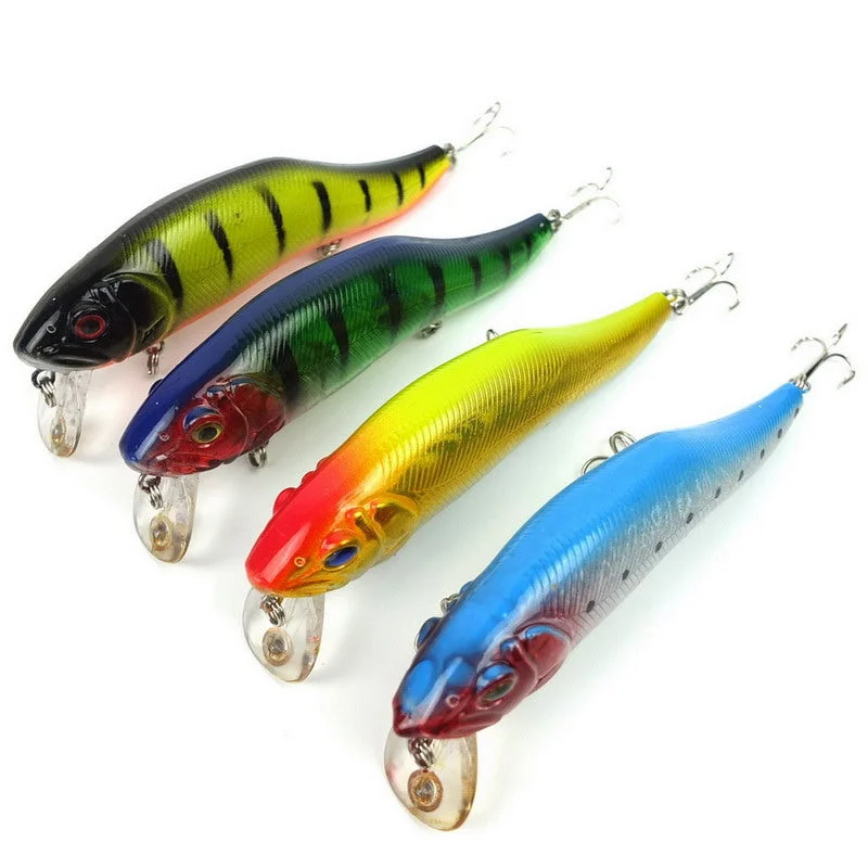 Fishing reel precision winding-4pcs/set 4 Colors Minnow Fishing Lure 12cm/24.5g Hooks Lure Popular Minnow Hard Plastic Lures Fishing Bait Fishing Tackle