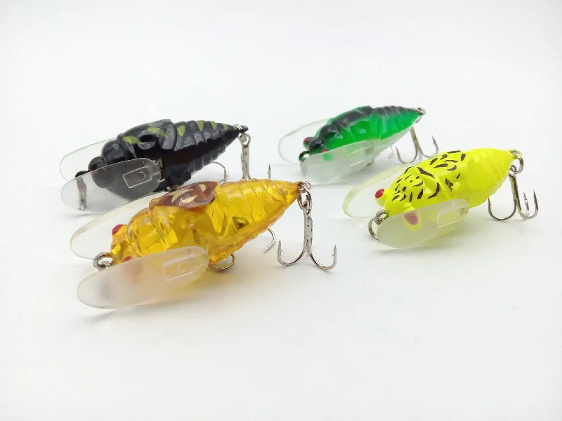 Fishing tackle side tray-4pcs/lot Popular Insect Fishng Lures Cicada Bionic Fishing Bait 4 Colors 4cm/6g Routines Fishing Lure Accessories