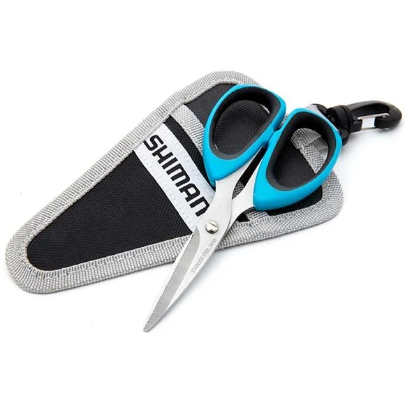 Fishing hook rust blocker-Shimano Brutas Silver Nickel 5" Braid Scissors w/ Sheath