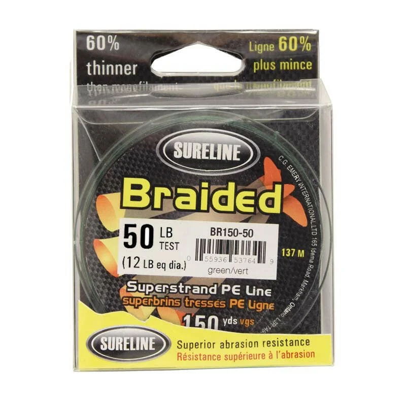 Fishing bait scent sleeve-Sureline PE Braided Superstrand Fishing Line Green 150yds