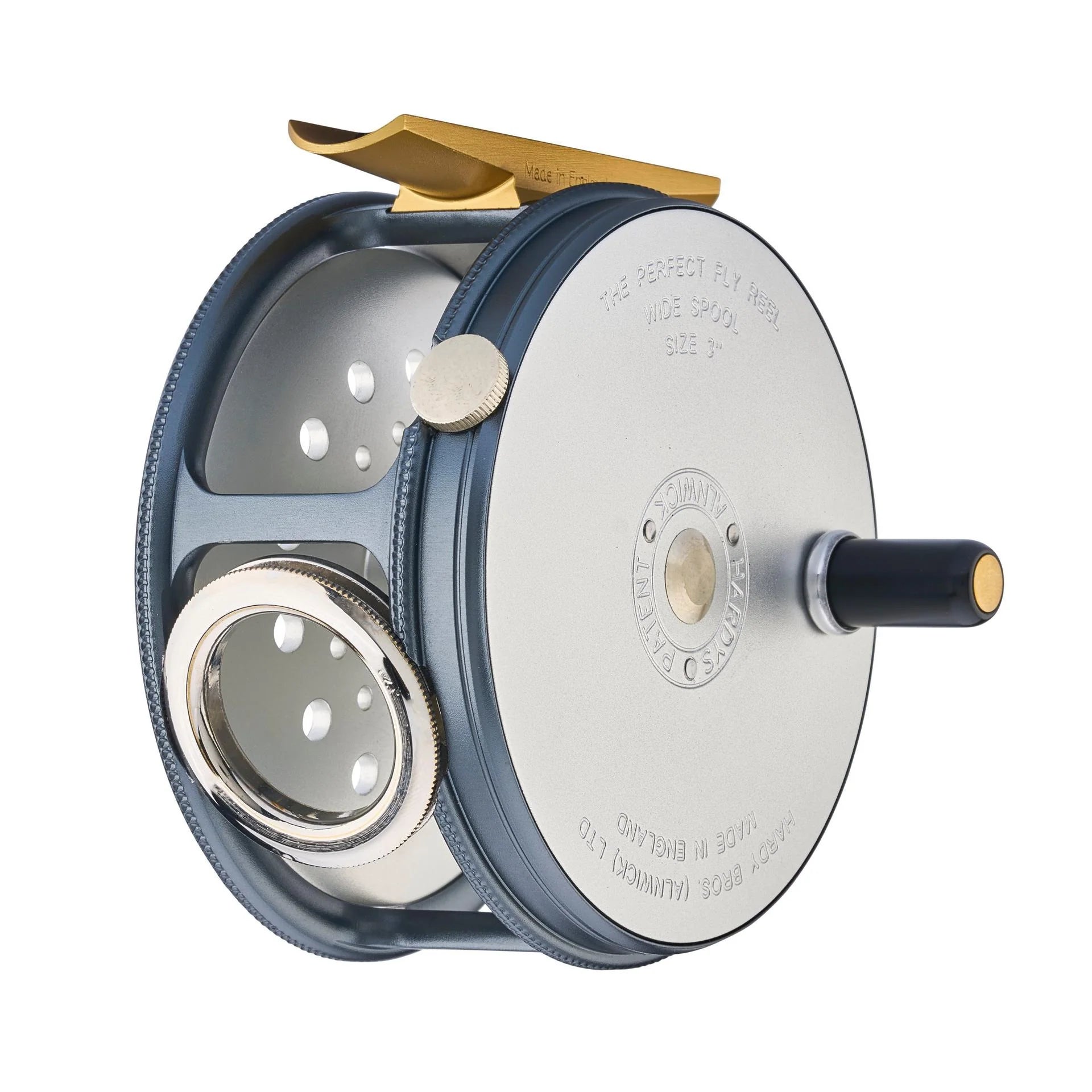 Fishing line spool control-Hardy 1921 Wide Spool Perfect Fly Reel