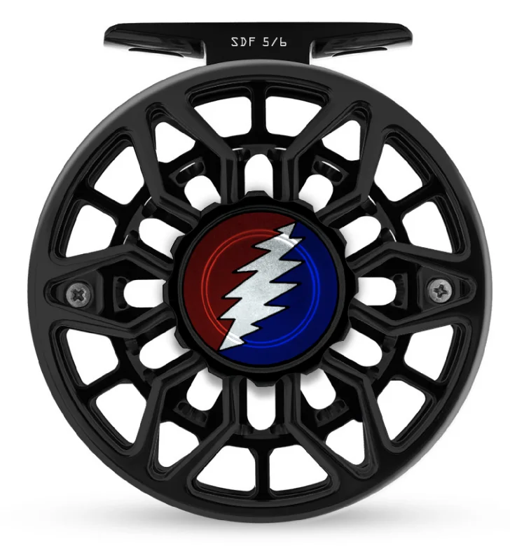 Fishing line knot finish-Abel SDF Reel - Grateful Dead Bolt - Black Ported 5/6