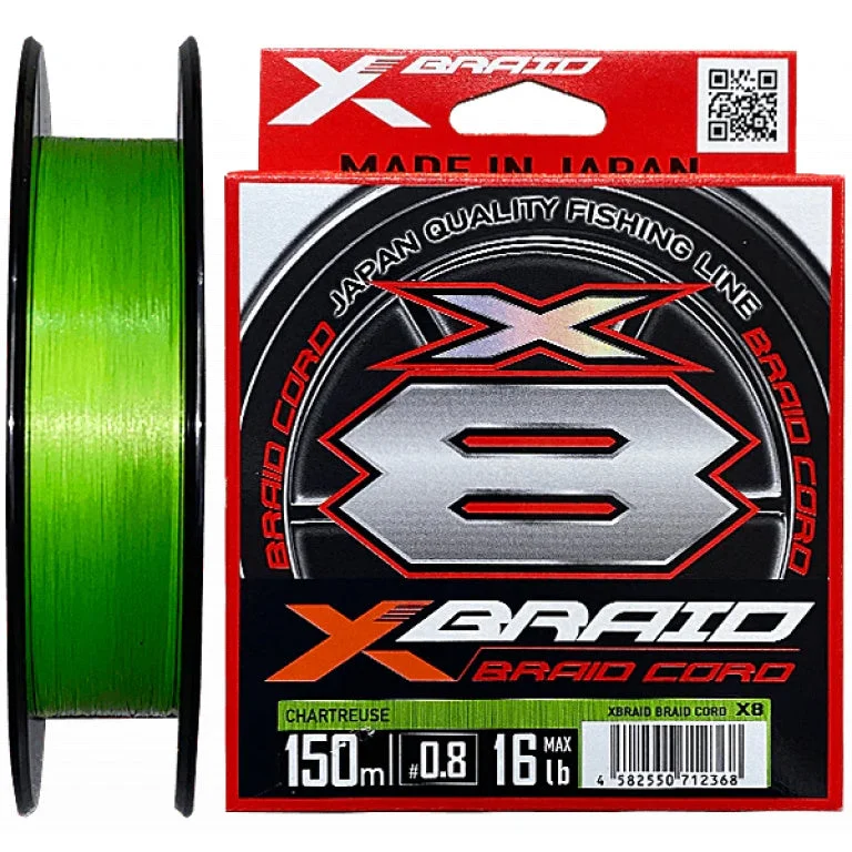 Fishing rod lightweight pack-YGK X Braid Cord Braid X8 Chartreuse 150m Rolls