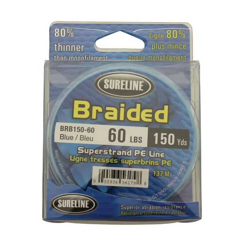 Fishing reel fast glide-Sureline PE Braided Superstrand Fishing Line Blue 150yds