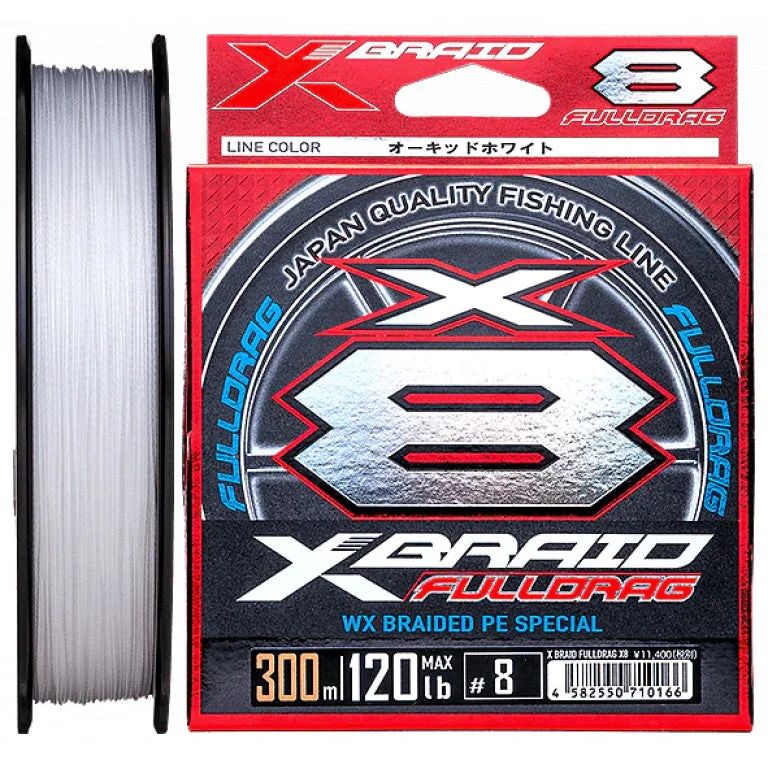 Fishing rod quick steady-YGK X Braid Fulldrag X8 White Braid 300m Rolls