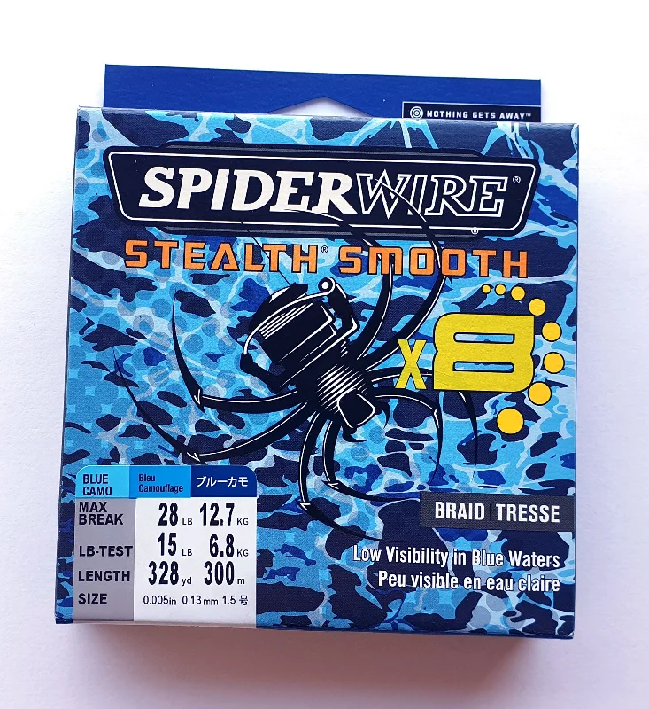 Fishing reel smooth control-Spiderwire Stealth Smooth Braid Blue Camo 28lb / 12.7kg 0.13mm dia 300m 1515728