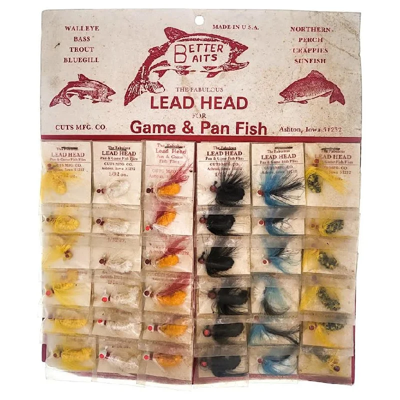 Fishing rod bank sleeve-Better Baits Lead Head For Game & Pan Fish Card Of 36 Variety Pack