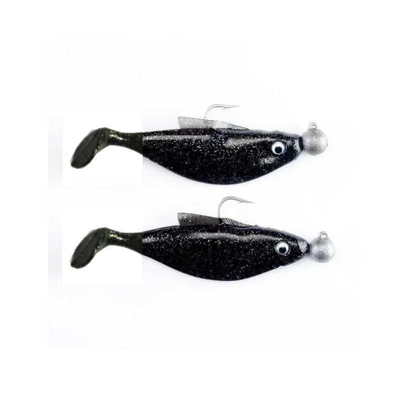 Fishing tackle utility pack-Felmlee Patsy Flash Paddle Tail Swim Bait 5-1/4" 1.5 Oz Qty 2 Black Silver Flake