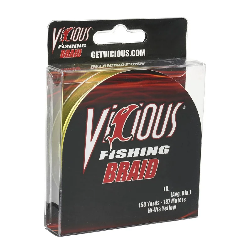 Fishing tackle stackable balance-Vicious Braided Line HiVis Yellow 150yd 7lb