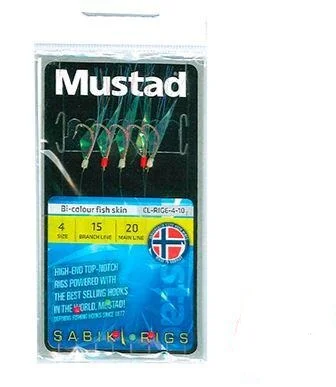 Fishing hook glow lock-Mustad Sabiki Jigs Bi-Colour Fish Skin