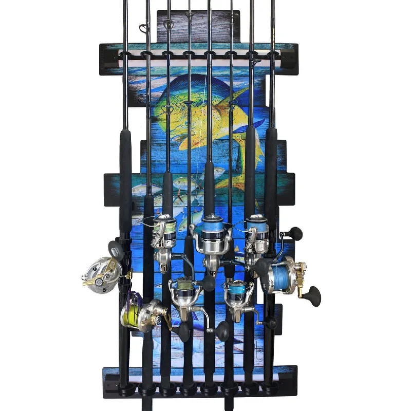 Fishing tackle multi-pack-Guy Harvey Mahi 8 Rod Wall Rack