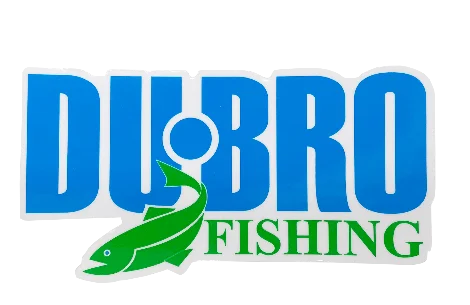 Fishing reel smooth control-DUBRO® Fishing Logo Decal (5" X 2.75")