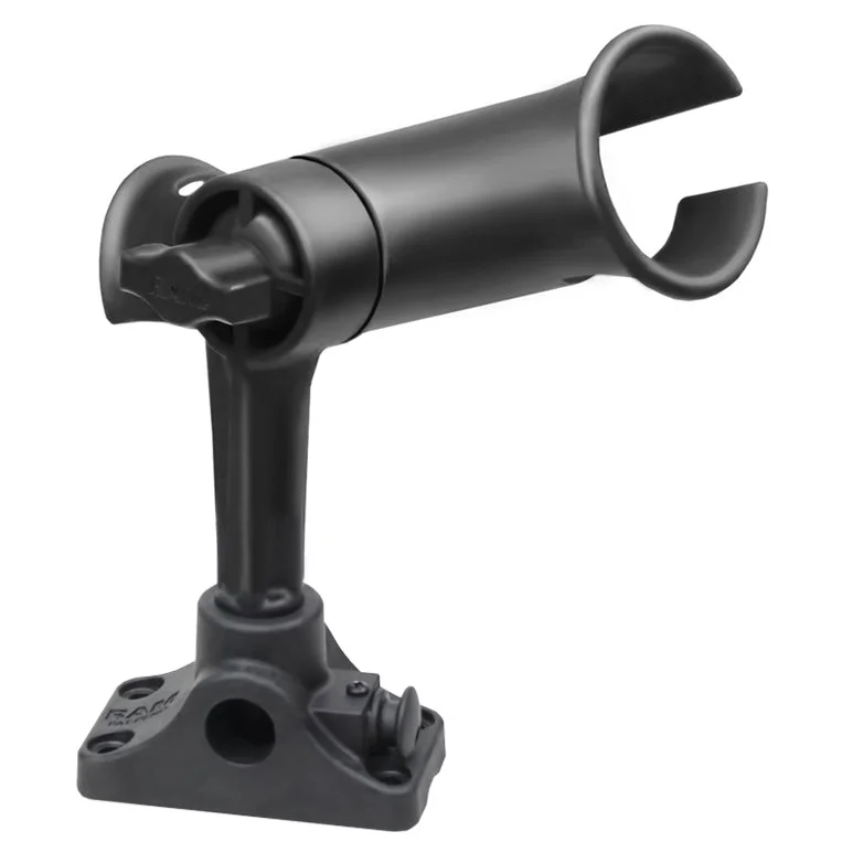 Fishing reel low grip-RAM® Tube Jr.™ Rod Holder with Bulkhead/Flat Surface Base - 4" Post