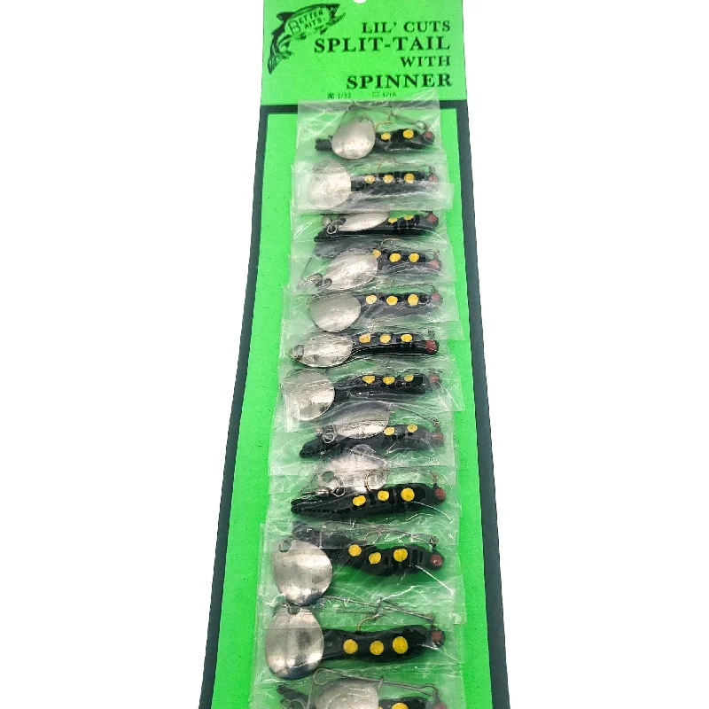 Fishing hook rust blocker-Better Baits Lil Cuts Split Tails W/ Spinner Card Of 12 (Vintage)