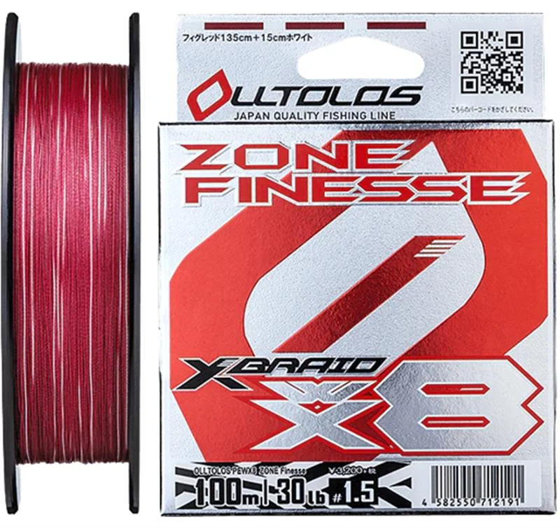 Fishing hook durable grip-YGK X Braid Olltolos PE Wx8 Zone Finesse Multi Colour Braid 100m Rolls