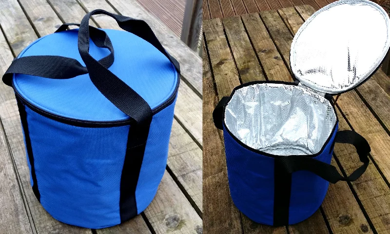 Fishing rod bank grip-14L INSULATED & COLLAPSIBLE BAIT BUCKET COOL BAG WITH ZIPPED LID