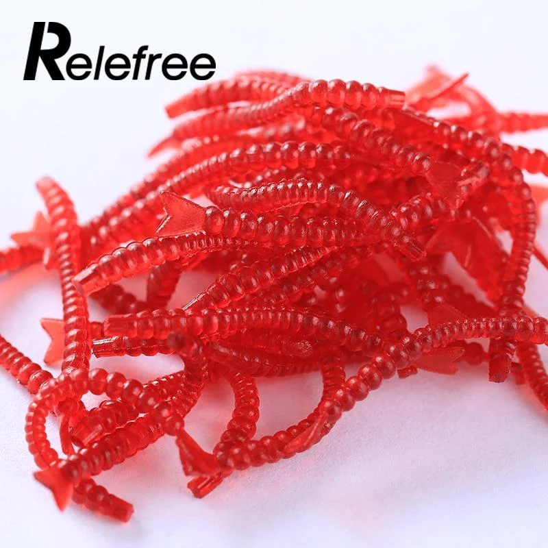 Fishing rod boat sleeve-50pcs Red WormBaits Soft Lure Plastic Fishing Lure Bionic 2cm 0.3g Outdoor Equipment Striking Fishhook Durable Popular to