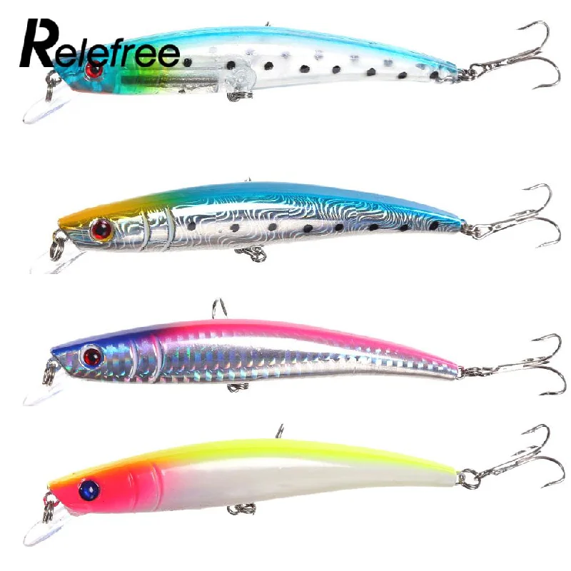 Fishing bait prep bowl-Relefree Minnow Fishing Lures Bass Crankbait Fishhooks Tackle 3D Eyes 11.5cm 12g Lifelike ABS Equipment Popular