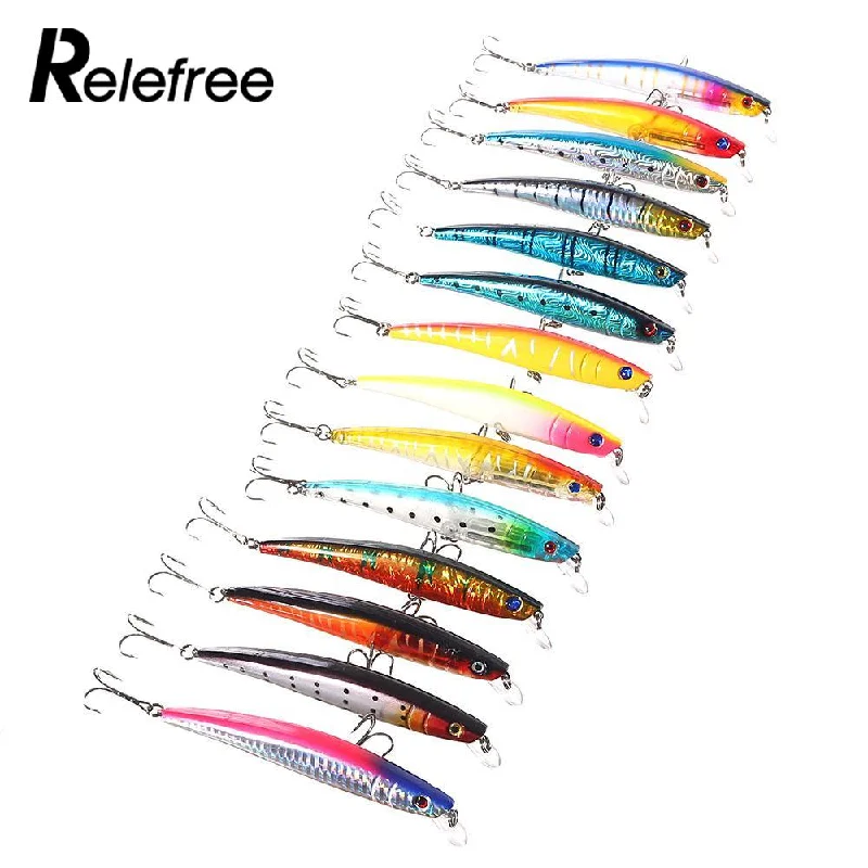 Fishing reel durable lock-Relefree Minnow Fishing Lures Crankbait Fishhooks Tackle 3D Eyes 11.5cm 12g Lifelike ABS Equipment Popular Tools