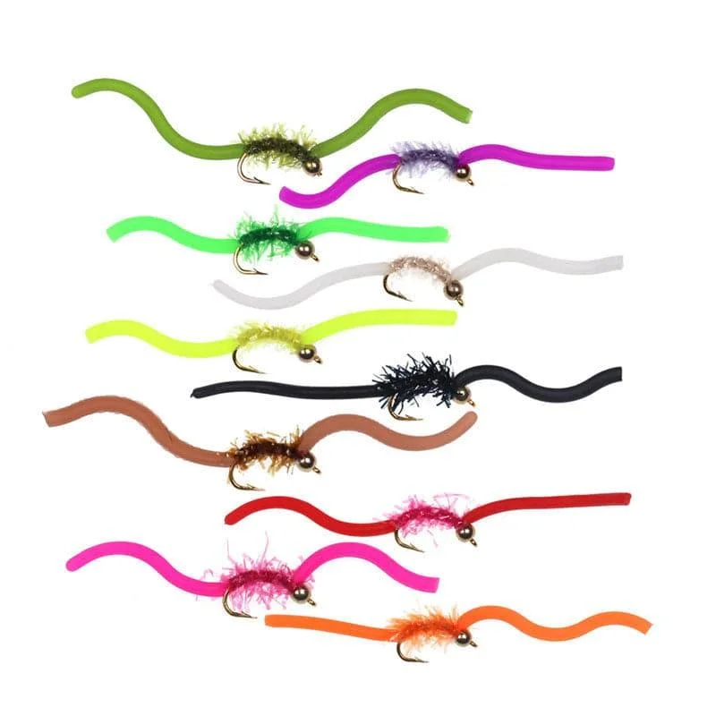 Fishing line durable support-Dr.Fish 10pcs Squirmy Wormy Flies