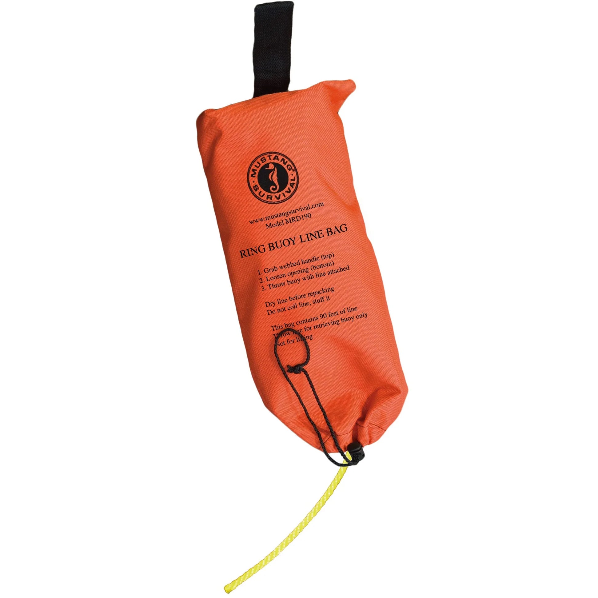 Fishing line smooth balance-Mustang Survival Ring Buoy Bag With 90' Rope