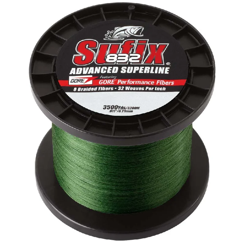 Fishing reel durable firm-Sufix 832 Advanced Superline Braid - 30lb - Low-Vis Green - 3500 yds [660-430G]