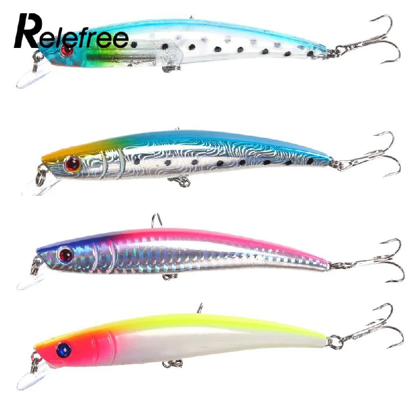 Fishing tackle stackable pack-Relefree 5 Pcs Minnow Fishing Lures Bass Crankbait Fishhooks Tackle 11.5cm 12g Lifelike ABS Equipment Popular Tools