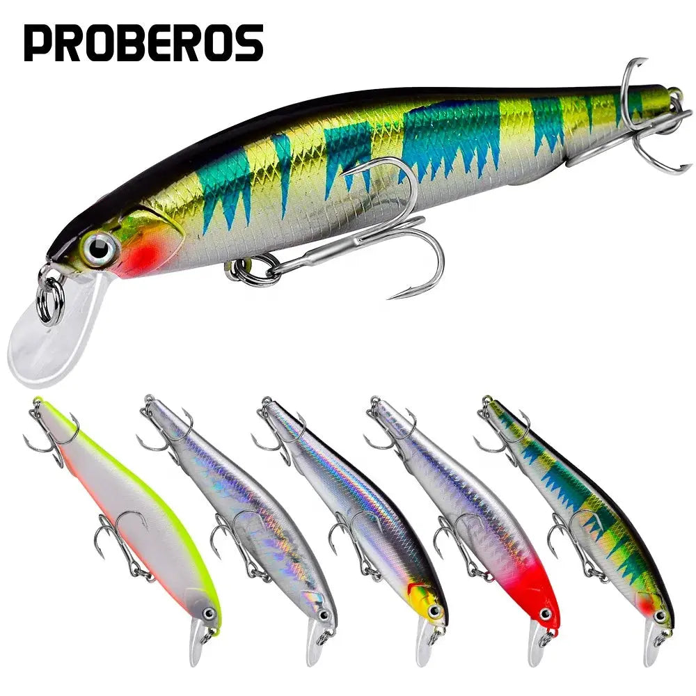 Fishing line cast hold-Lureswholesale® Sinking Minnow Fishing Lure Plastic Hard Bassbait With Treble Hook