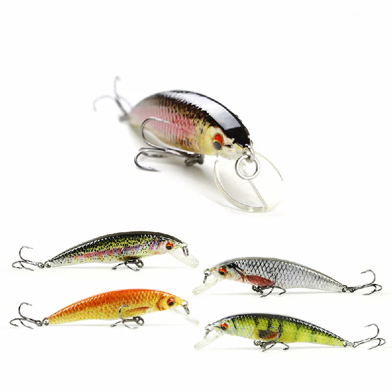 Fishing bait scent lock-5pcs/set 8cm/6.9g  Popular Minnow Fishing Lure  Bionic Fish Bait Unique Body Texture Fishing Tackle  Wobbler Crankbait AH12B