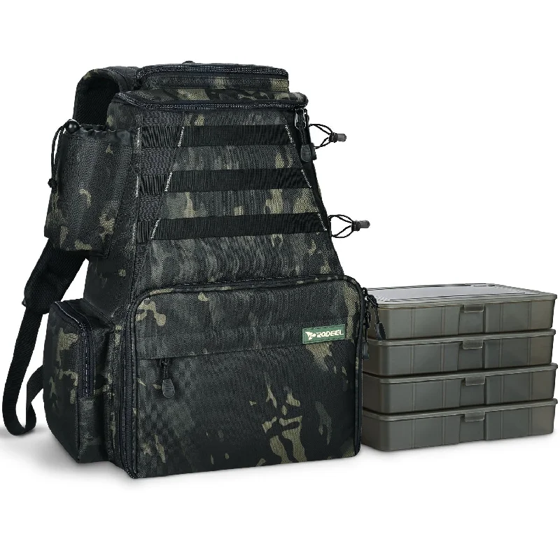 Fishing line durable steady-Camouflage Backpack with 4 Tackle Boxes