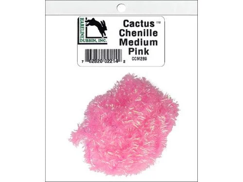 Fishing bait scent dispenser-Hareline Dubbin Cactus Chenille | Pink; Medium