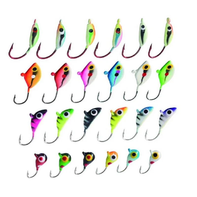 Fishing tackle carry balance-Ice Fishing Lure Kit Glowing Paint Jigs - 24 pcs assorted crappie/panfish/perch jigs