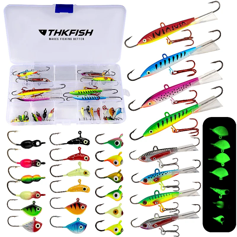 Fishing tackle stackable box-THKFISH 26/40PCS Ice Fishing Jigs Lures Set