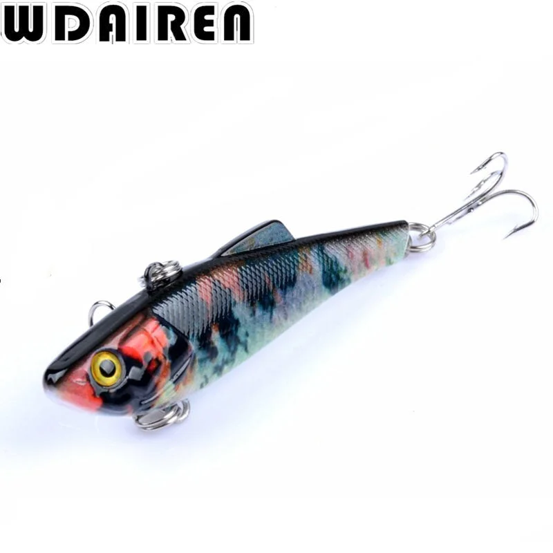 Fishing rod lake holder-WDAIREN Popular Vib Crankbait 7cm 6.6g Fishing Lure High Quality Fishing Bait Strong Treble 3D Eyes Hooks Fish Wobbler WD-446