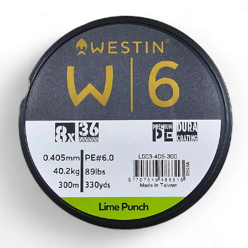 Fishing reel durable winding-Westin W6 8 Strand Braid Lime Punch - 300 m