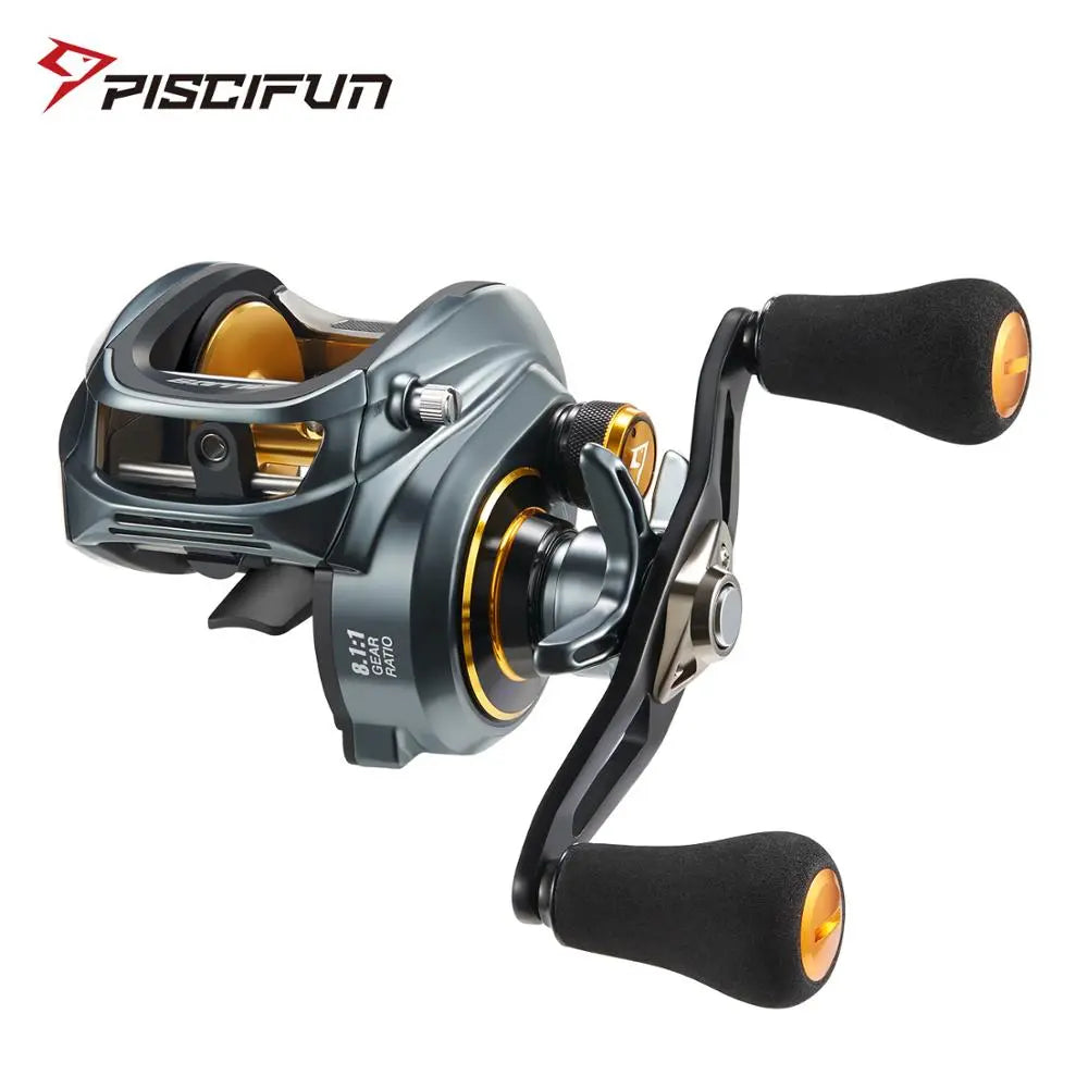 Fishing bait live support-Piscifun Alijoz 300 Low Profile Baitcasting Reel 15KG Max Drag 8+1 Bearings Aluminum Frame Freshwater Saltwater Fishing Reel