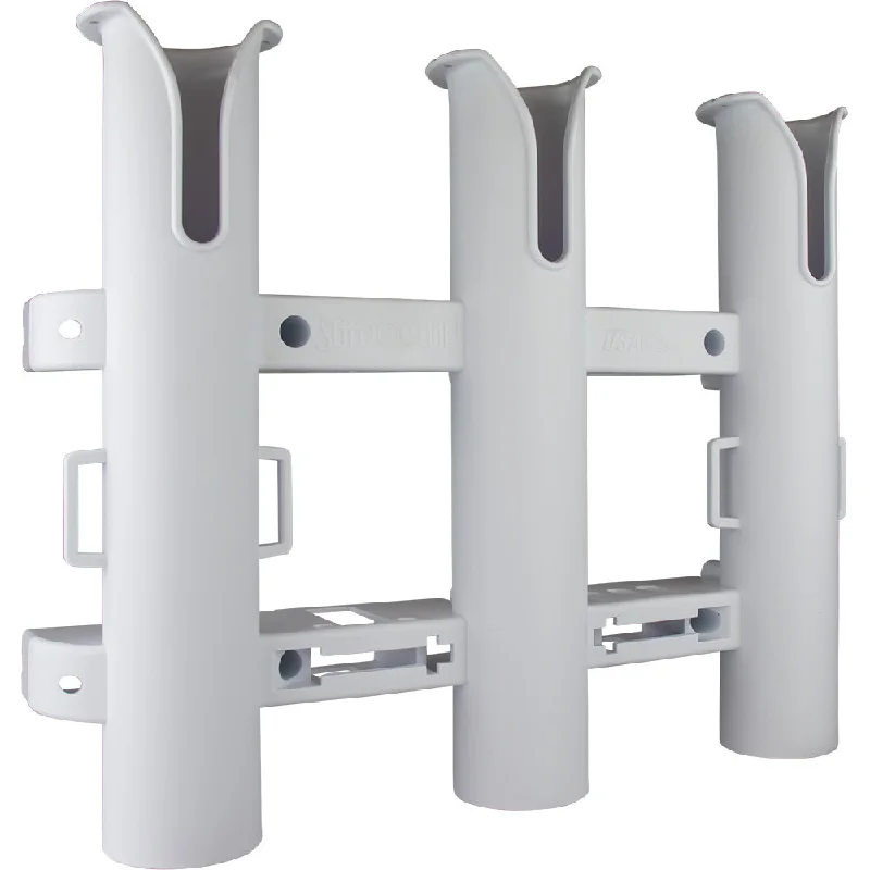 Fishing line thin support-Sea-Dog Triple Threat Three Pole Rod Holder - White [325032-1]