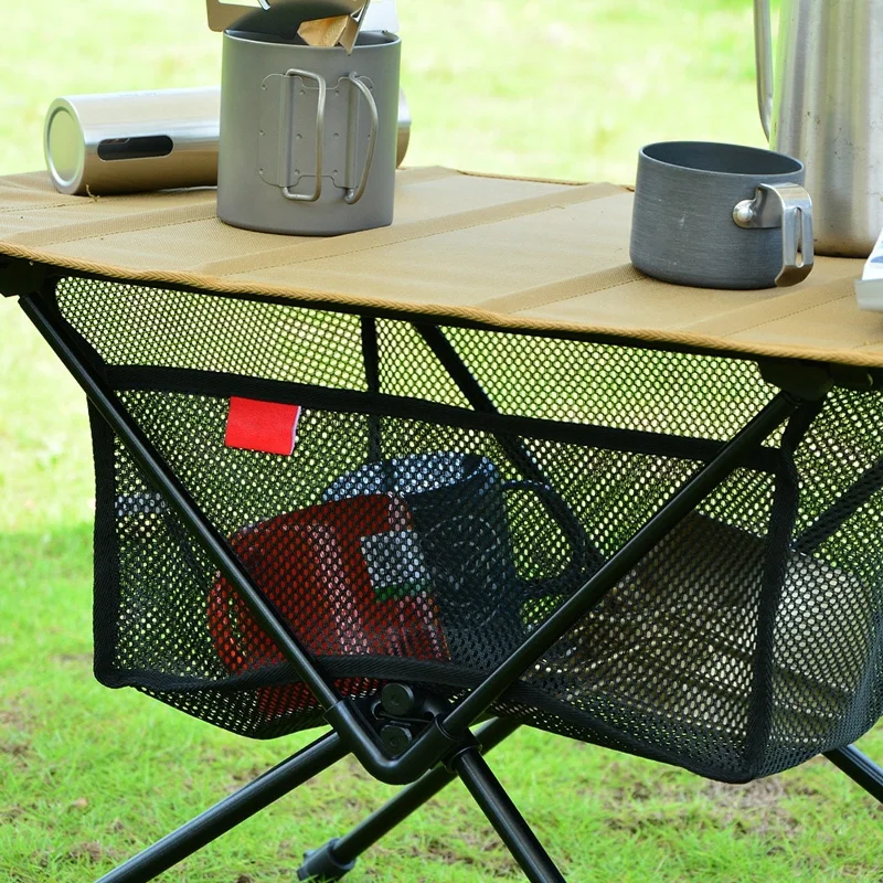 Fishing line knot hold-Portable Folding Table Storage Net Shelf