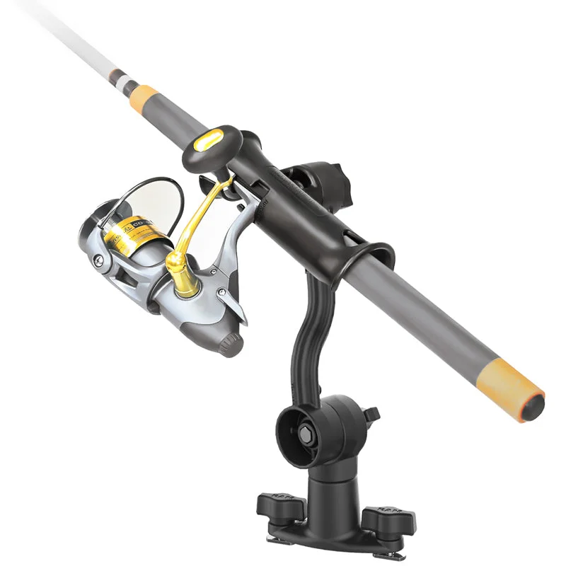 Fishing rod bank steady-RAM® Tube Jr.™ Rod Holder with Extension Arm and Dual T-Bolt Track Base